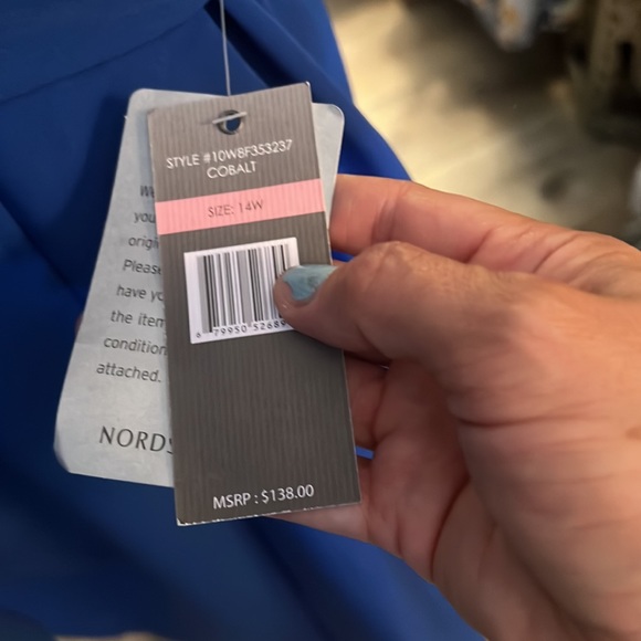 ๐ 1 hour sale. Sharagano, blue dress, SLIMMING, size 14W - Picture 4 of 8